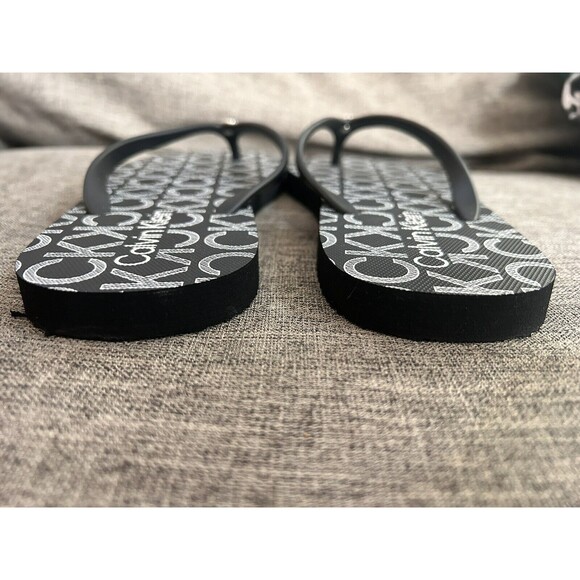 Calvin Klein Sarminya Flip Flops Womens Size 8 Beach Pool Sandals All Over Logo - Picture 5 of 6